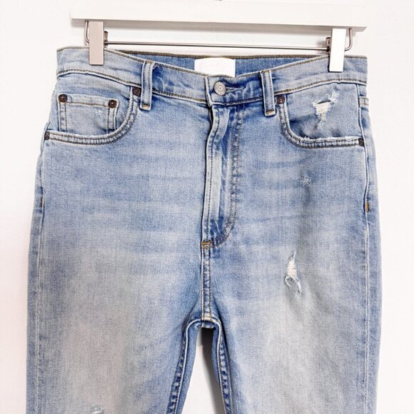 Boyish Denim Zachary High Rise Distressed Skinny Jeans Light Blue Angel Size 27 - Picture 3 of 12